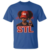 314 STL T Shirt Red Hat African American Woman  Area Code St Louis City Pride