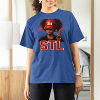 314 STL T Shirt For Women Red Hat African American Woman  Area Code St Louis City Pride