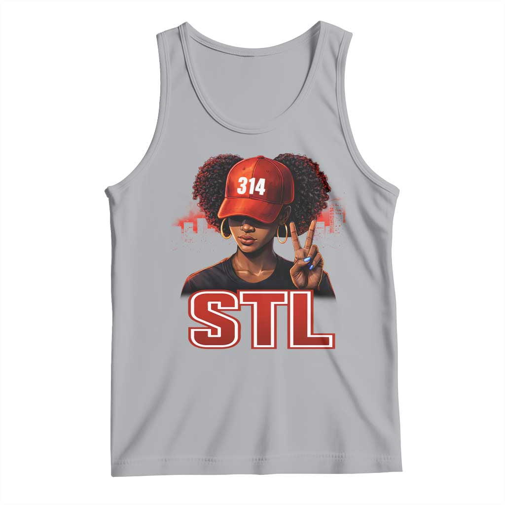 314 STL Tank Top Red Hat African American Woman  Area Code St Louis City Pride