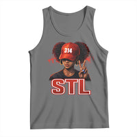 314 STL Tank Top Red Hat African American Woman  Area Code St Louis City Pride