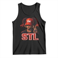 314 STL Tank Top Red Hat African American Woman  Area Code St Louis City Pride