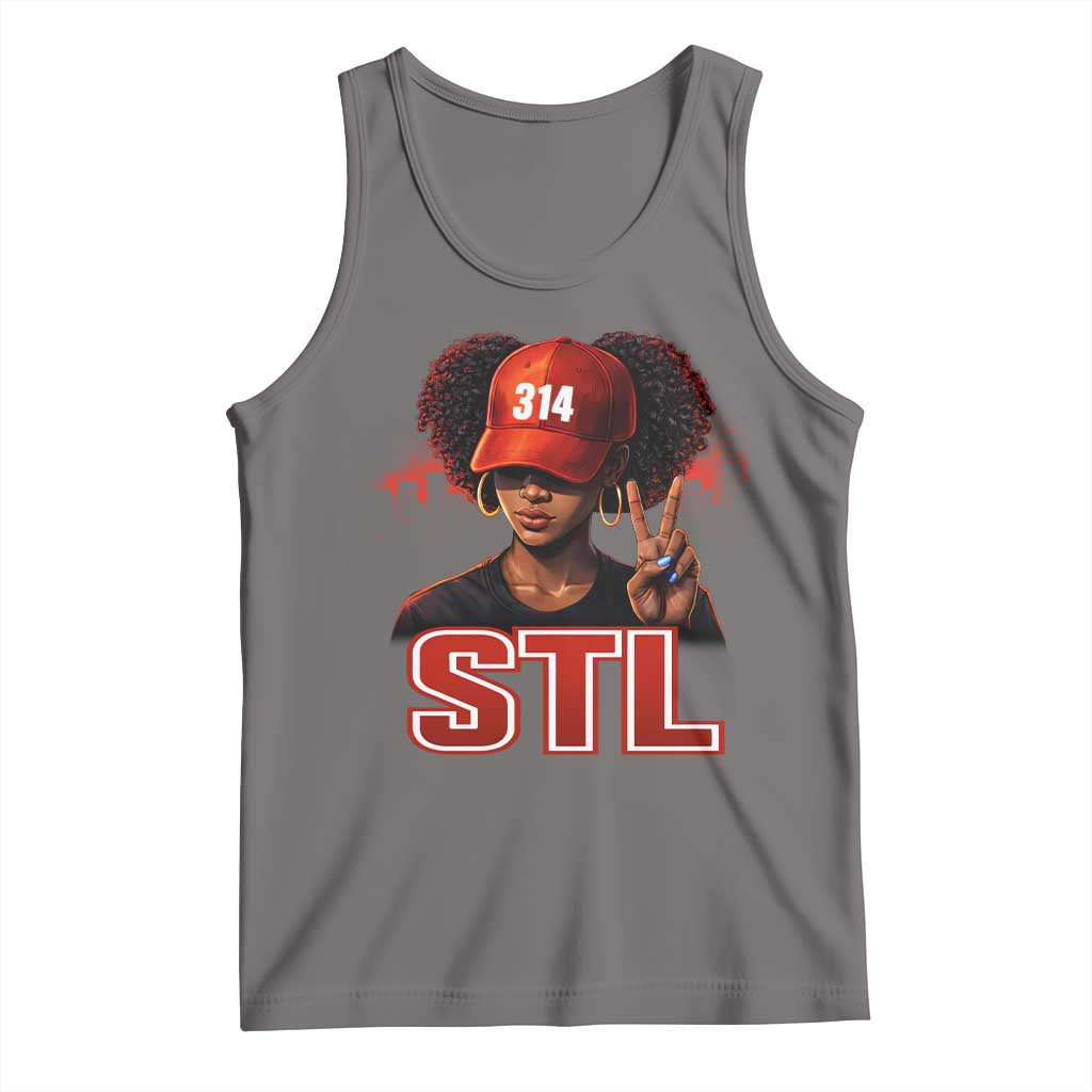 314 STL Tank Top Red Hat African American Woman  Area Code St Louis City Pride