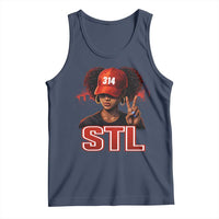 314 STL Tank Top Red Hat African American Woman  Area Code St Louis City Pride