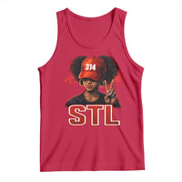 314 STL Tank Top Red Hat African American Woman  Area Code St Louis City Pride