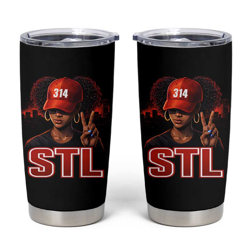 314 STL Tumbler Cup Red Hat African American Woman  Area Code St Louis City Pride
