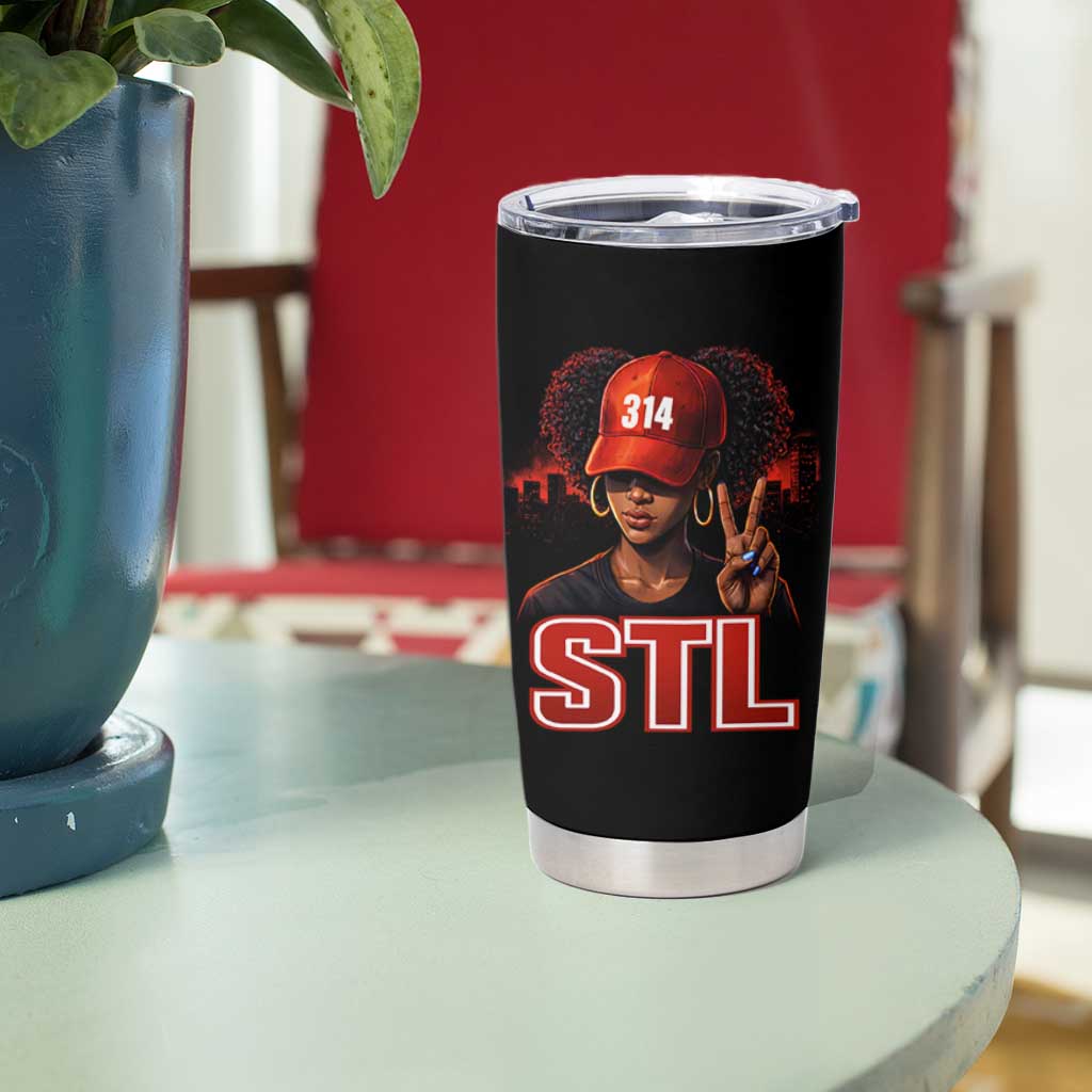 314 STL Tumbler Cup Red Hat African American Woman  Area Code St Louis City Pride