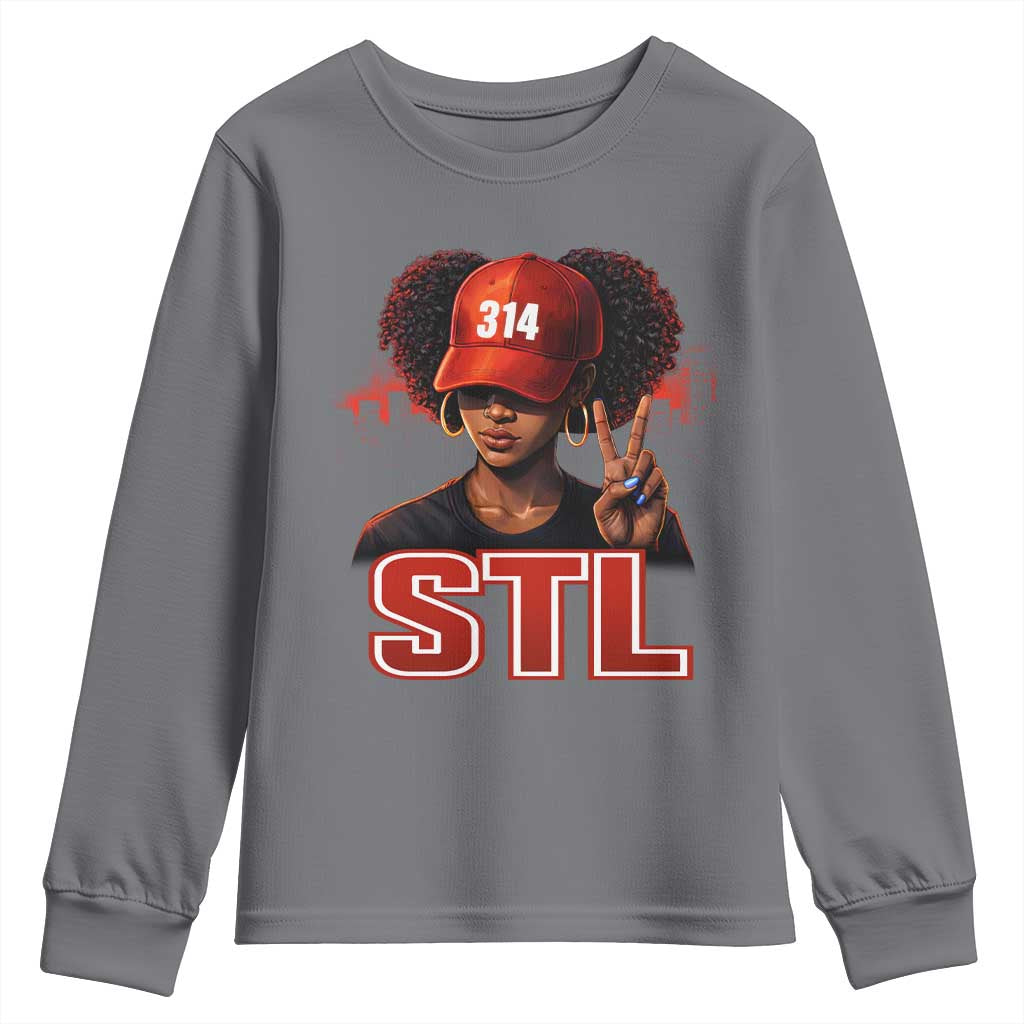 314 STL Youth Sweatshirt Red Hat African American Woman  Area Code St Louis City Pride