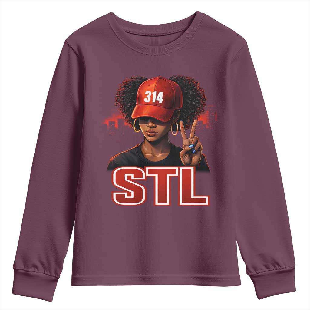314 STL Youth Sweatshirt Red Hat African American Woman  Area Code St Louis City Pride