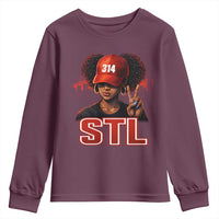 314 STL Youth Sweatshirt Red Hat African American Woman  Area Code St Louis City Pride