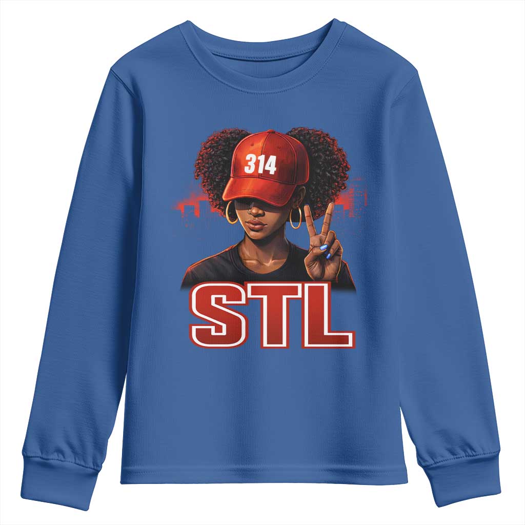 314 STL Youth Sweatshirt Red Hat African American Woman  Area Code St Louis City Pride