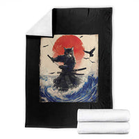 Samurai Cat Throw Blanket Vintage Japanese Art Anime Ukiyo-e Warrior - Wonder Print Shop