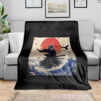 Samurai Cat Throw Blanket Vintage Japanese Art Anime Ukiyo-e Warrior - Wonder Print Shop