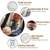 Samurai Cat Throw Blanket Vintage Japanese Art Anime Ukiyo-e Warrior - Wonder Print Shop