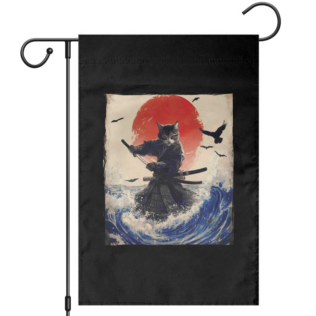 Samurai Cat Garden Flag Vintage Japanese Art Anime Ukiyo-e Warrior - Wonder Print Shop