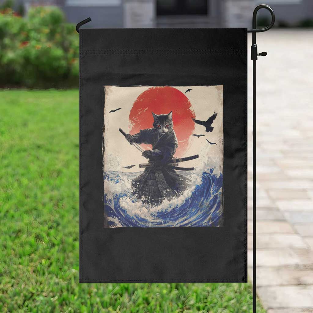 Samurai Cat Garden Flag Vintage Japanese Art Anime Ukiyo-e Warrior - Wonder Print Shop