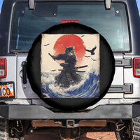 Samurai Cat Spare Tire Cover Vintage Japanese Art Anime Ukiyo-e Warrior - Wonder Print Shop