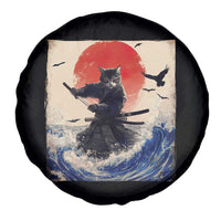 Samurai Cat Spare Tire Cover Vintage Japanese Art Anime Ukiyo-e Warrior - Wonder Print Shop