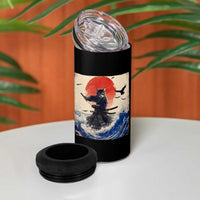 Samurai Cat 4 in 1 Can Cooler Tumbler Vintage Japanese Art Anime Ukiyo-e Warrior - Wonder Print Shop