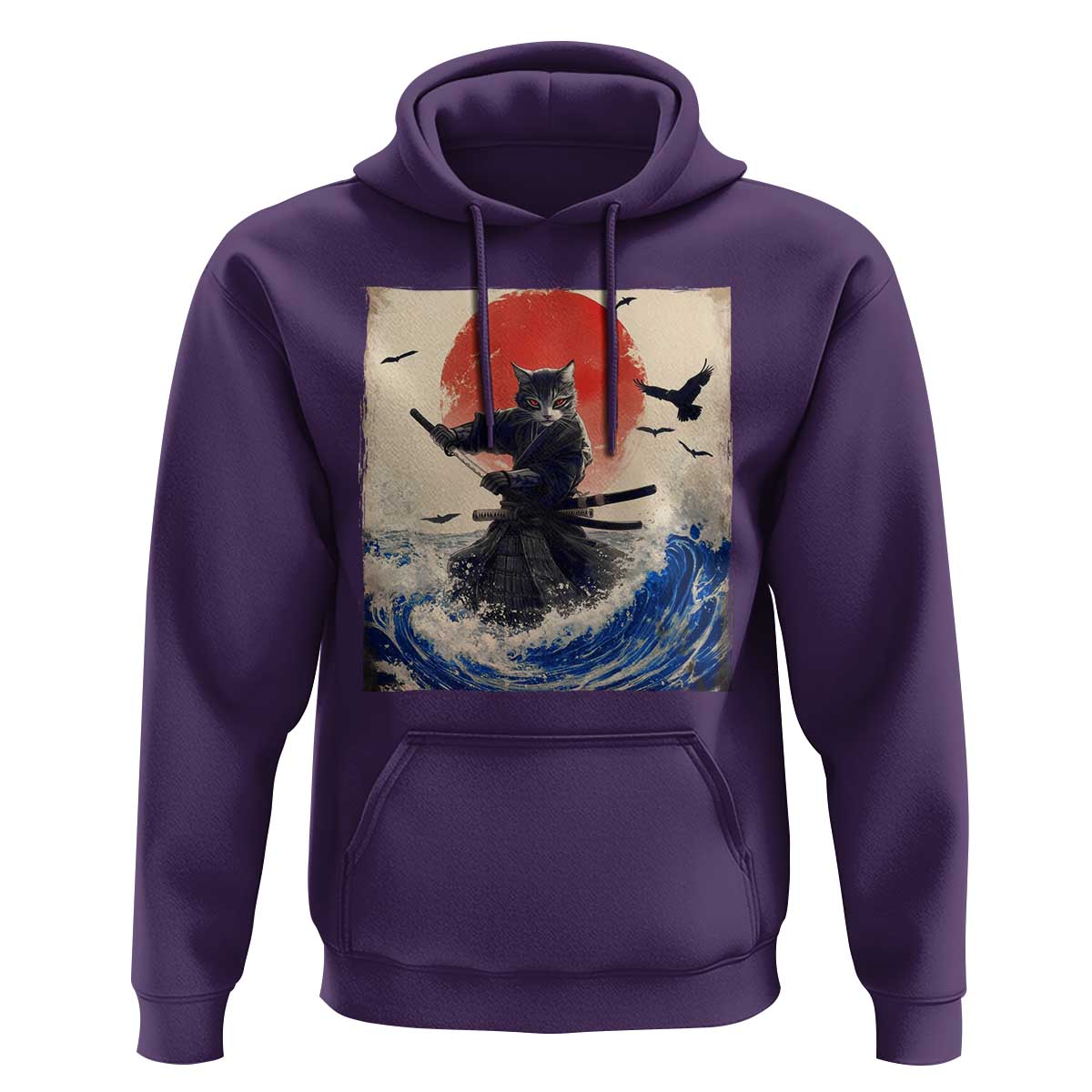 Samurai Cat Hoodie Vintage Japanese Art Anime Ukiyo-e Warrior - Wonder Print Shop