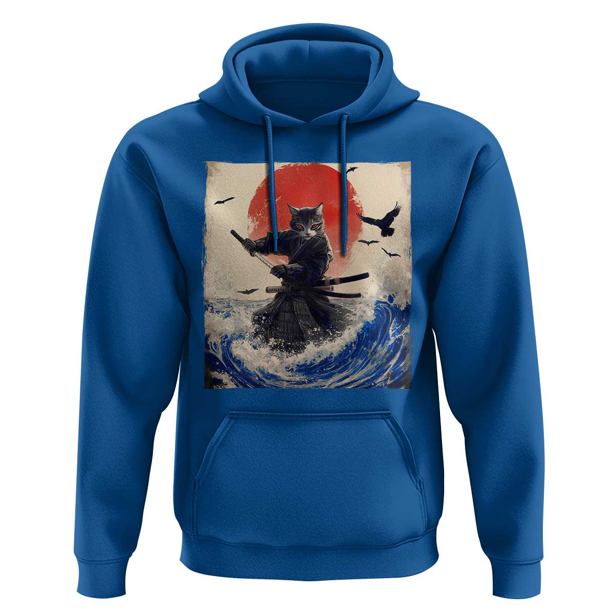 Samurai Cat Hoodie Vintage Japanese Art Anime Ukiyo-e Warrior - Wonder Print Shop