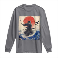 Samurai Cat Long Sleeve Shirt Vintage Japanese Art Anime Ukiyo-e Warrior - Wonder Print Shop