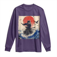 Samurai Cat Long Sleeve Shirt Vintage Japanese Art Anime Ukiyo-e Warrior - Wonder Print Shop