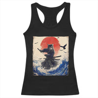 Samurai Cat Racerback Tank Top Vintage Japanese Art Anime Ukiyo-e Warrior - Wonder Print Shop