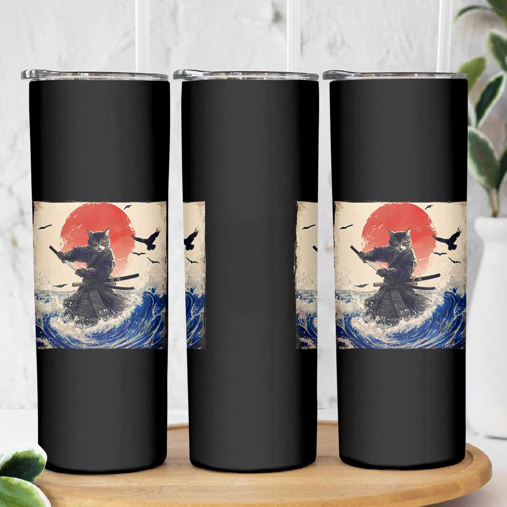 Samurai Cat Skinny Tumbler Vintage Japanese Art Anime Ukiyo-e Warrior - Wonder Print Shop