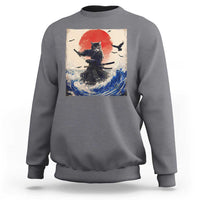Samurai Cat Sweatshirt Vintage Japanese Art Anime Ukiyo-e Warrior - Wonder Print Shop