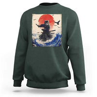 Samurai Cat Sweatshirt Vintage Japanese Art Anime Ukiyo-e Warrior - Wonder Print Shop