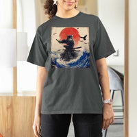 Samurai Cat T Shirt For Women Vintage Japanese Art Anime Ukiyo-e Warrior - Wonder Print Shop