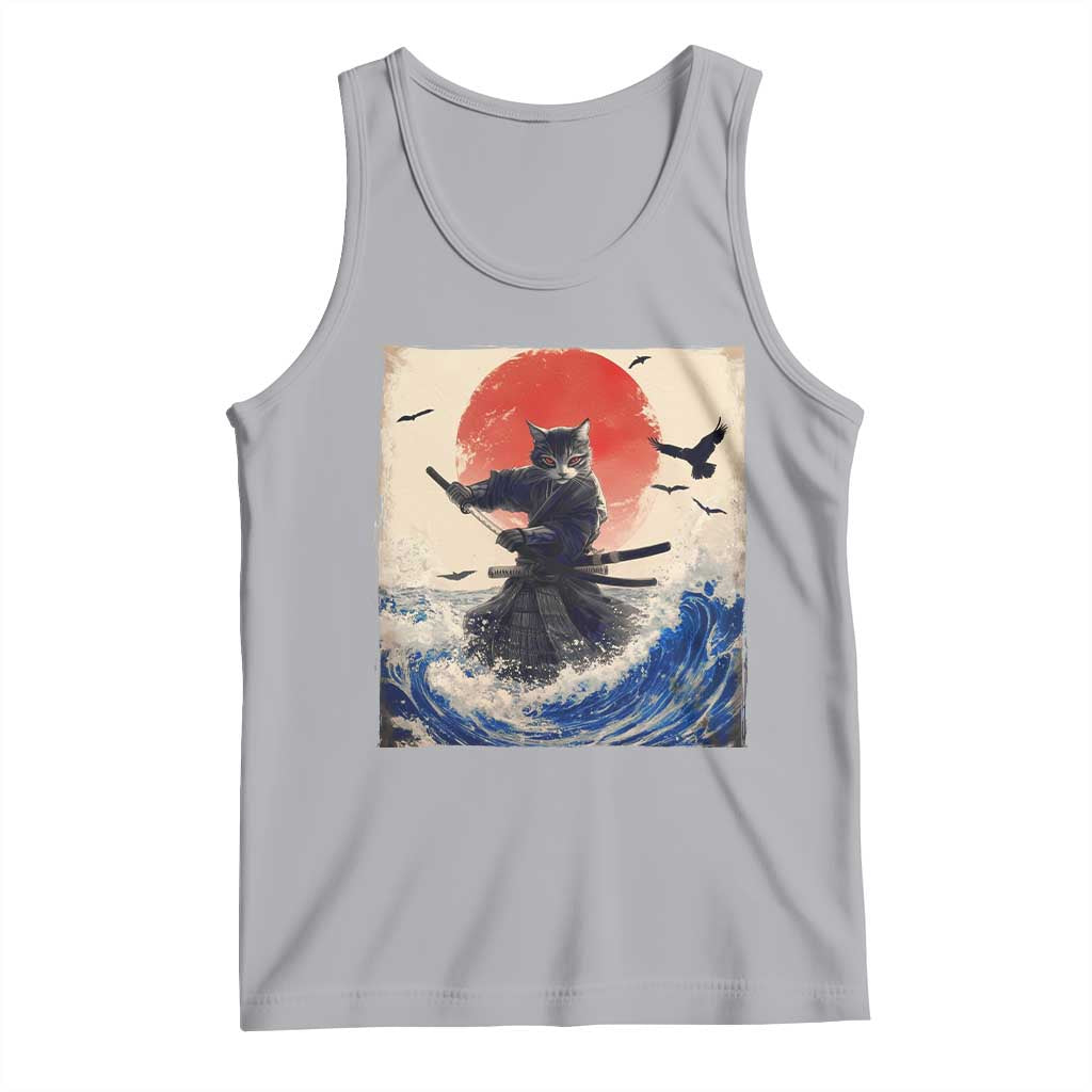 Samurai Cat Tank Top Vintage Japanese Art Anime Ukiyo-e Warrior - Wonder Print Shop