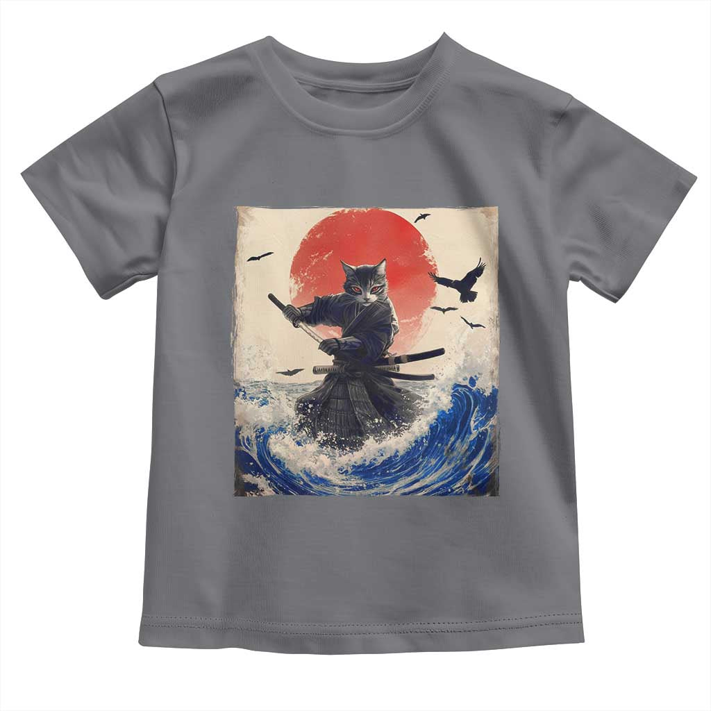 Samurai Cat Toddler T Shirt Vintage Japanese Art Anime Ukiyo-e Warrior - Wonder Print Shop