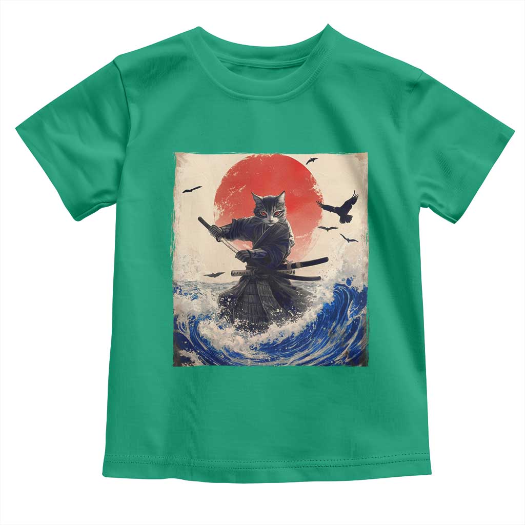 Samurai Cat Toddler T Shirt Vintage Japanese Art Anime Ukiyo-e Warrior - Wonder Print Shop