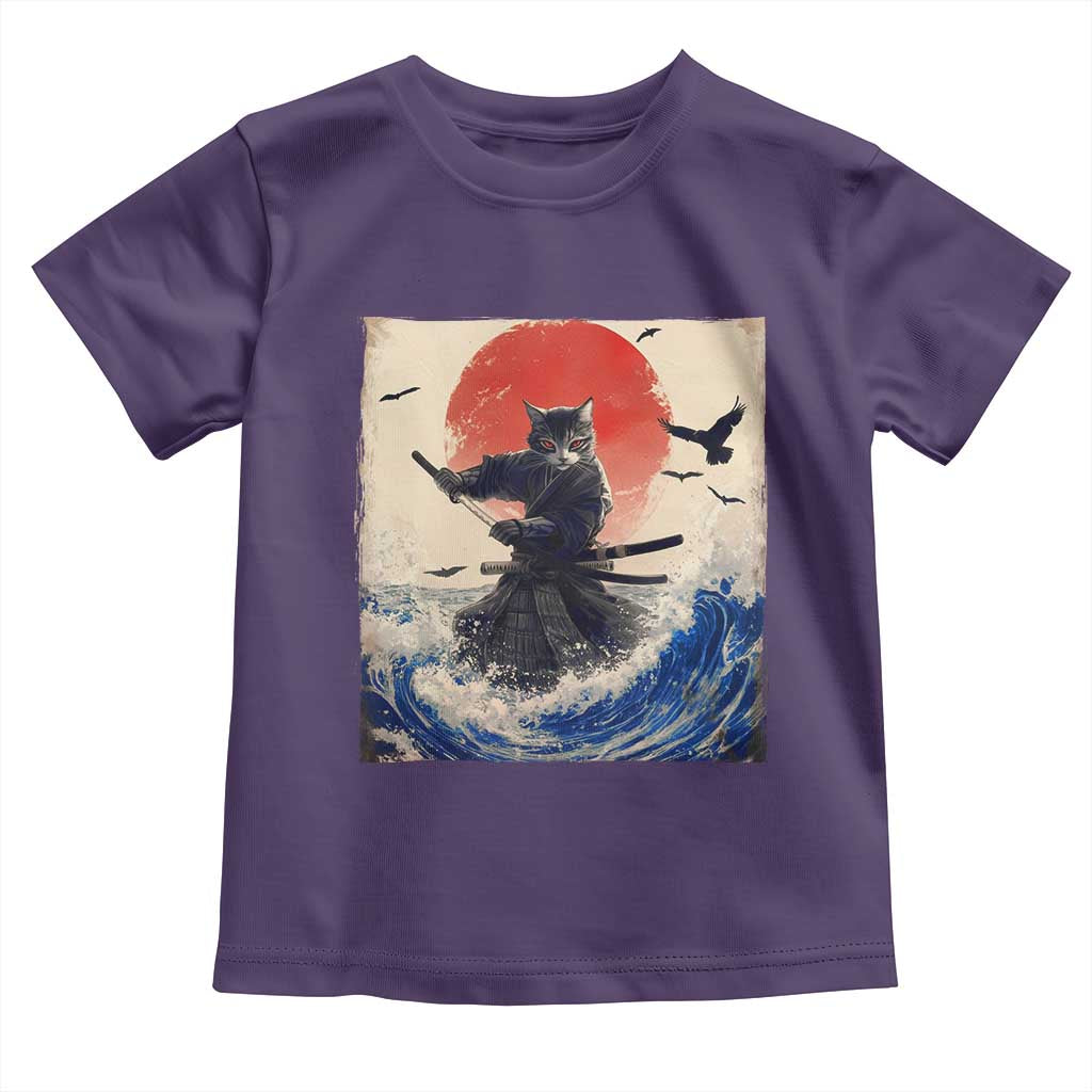 Samurai Cat Toddler T Shirt Vintage Japanese Art Anime Ukiyo-e Warrior - Wonder Print Shop