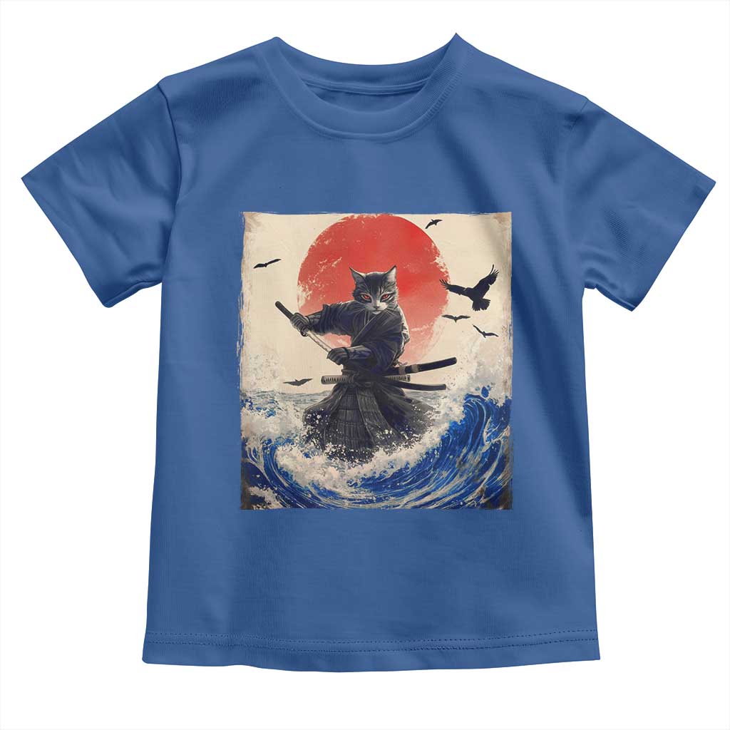 Samurai Cat Toddler T Shirt Vintage Japanese Art Anime Ukiyo-e Warrior - Wonder Print Shop