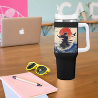 Samurai Cat Tumbler With Handle Vintage Japanese Art Anime Ukiyo-e Warrior - Wonder Print Shop