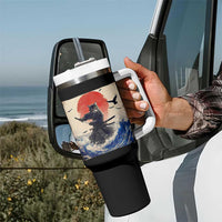 Samurai Cat Tumbler With Handle Vintage Japanese Art Anime Ukiyo-e Warrior - Wonder Print Shop