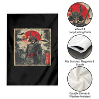 Alien Samurai Garden Flag Vintage Japanese Art UFO Funny Ukiyo-e Warrior
