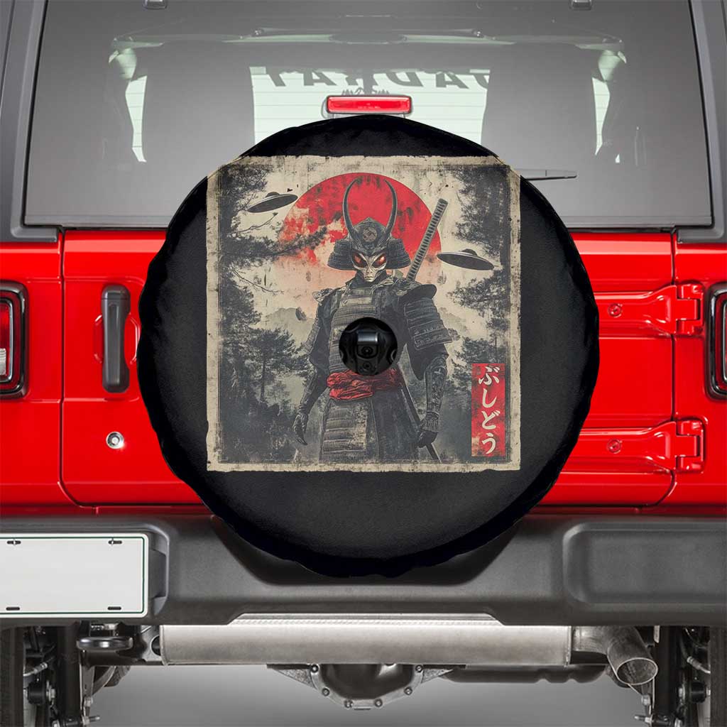 Alien Samurai Spare Tire Cover Vintage Japanese Art UFO Funny Ukiyo-e Warrior