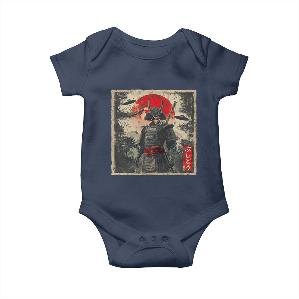 Alien Samurai Baby Onesie Vintage Japanese Art UFO Funny Ukiyo-e Warrior