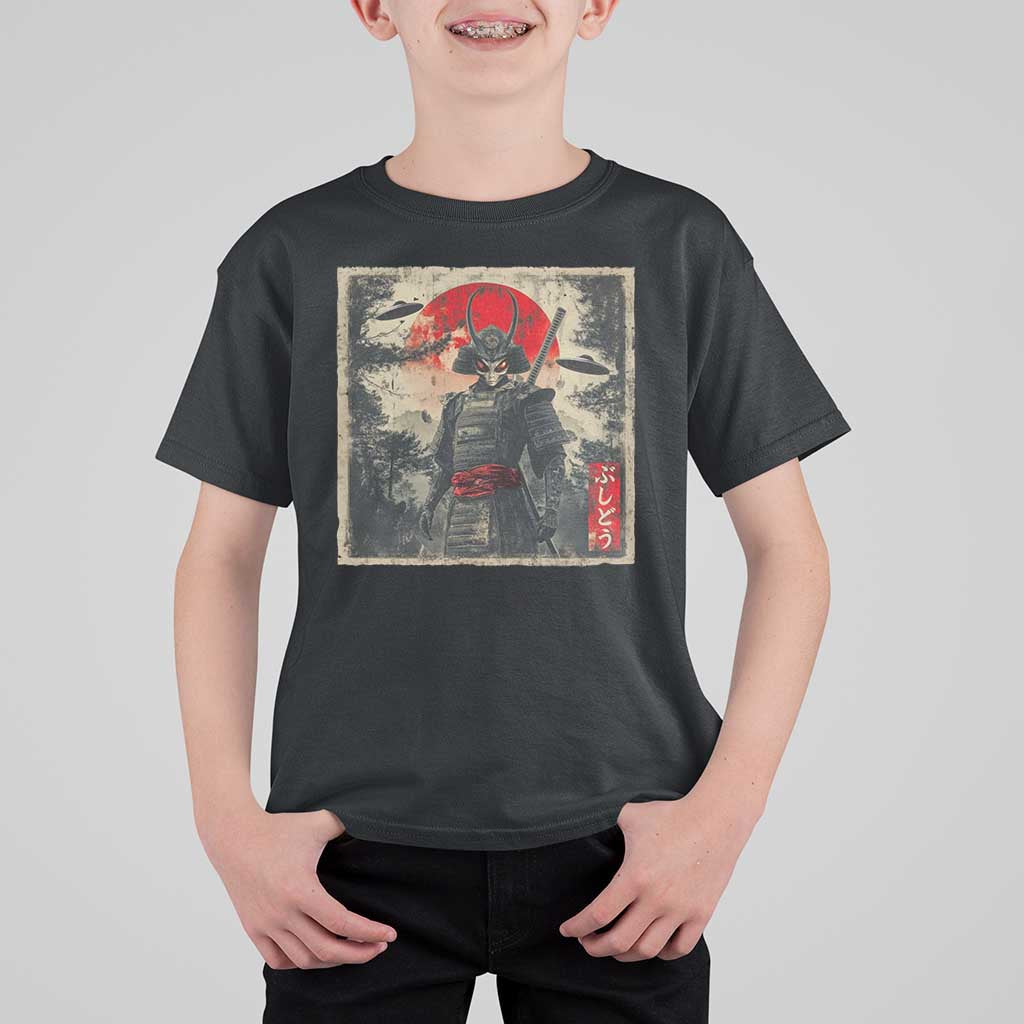 Alien Samurai T Shirt For Kid Vintage Japanese Art UFO Funny Ukiyo-e Warrior