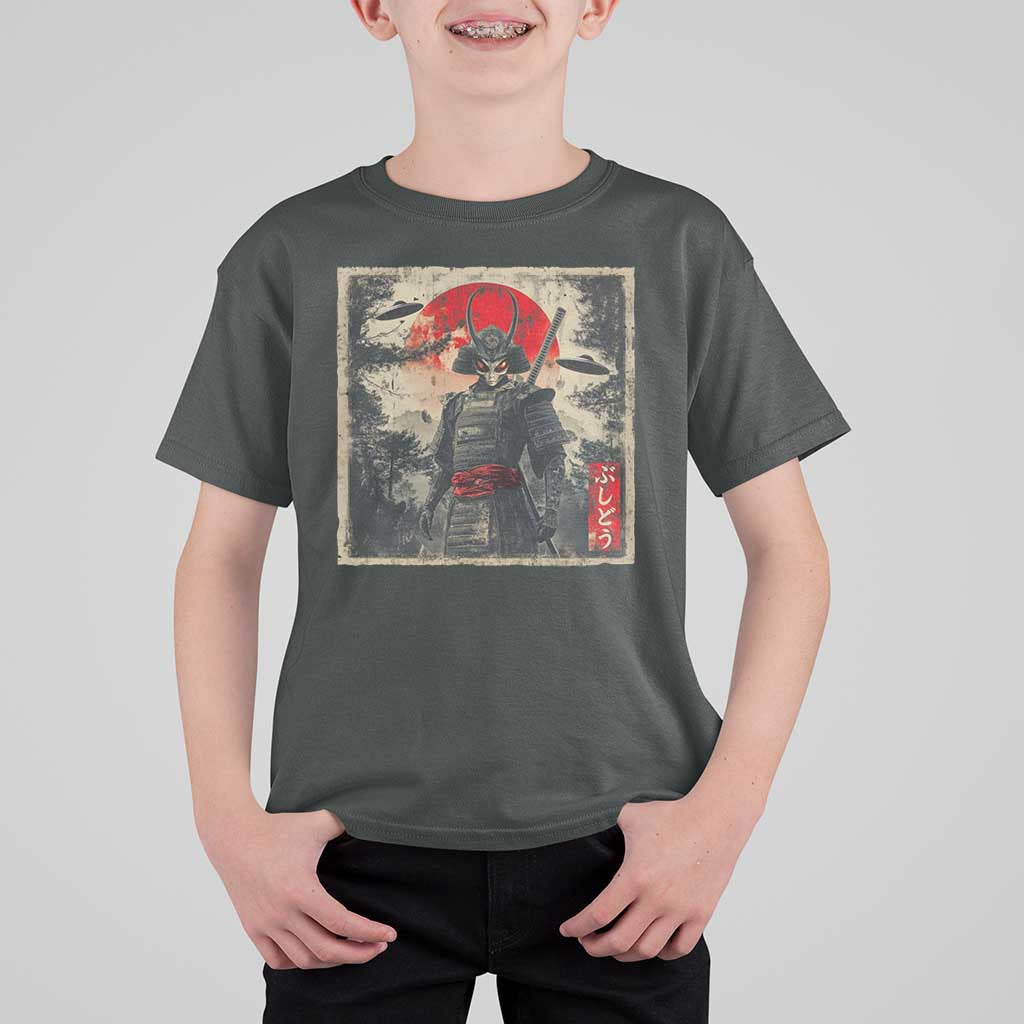 Alien Samurai T Shirt For Kid Vintage Japanese Art UFO Funny Ukiyo-e Warrior