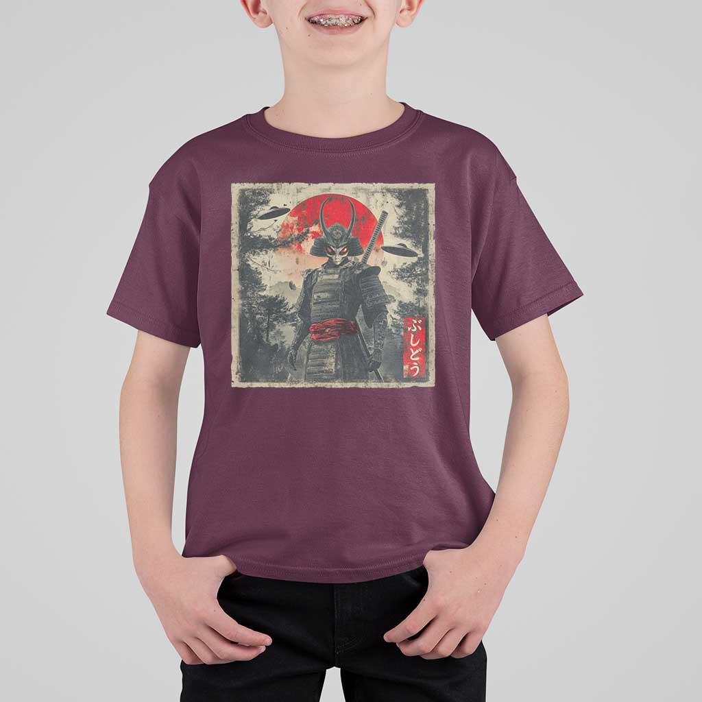 Alien Samurai T Shirt For Kid Vintage Japanese Art UFO Funny Ukiyo-e Warrior