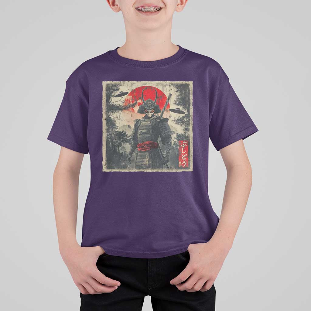Alien Samurai T Shirt For Kid Vintage Japanese Art UFO Funny Ukiyo-e Warrior