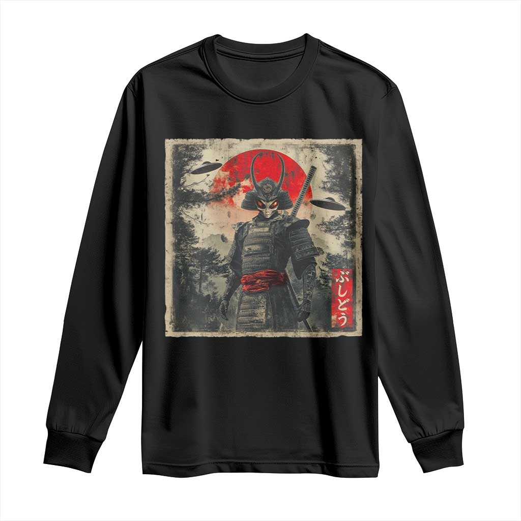 Alien Samurai Long Sleeve Shirt Vintage Japanese Art UFO Funny Ukiyo-e Warrior