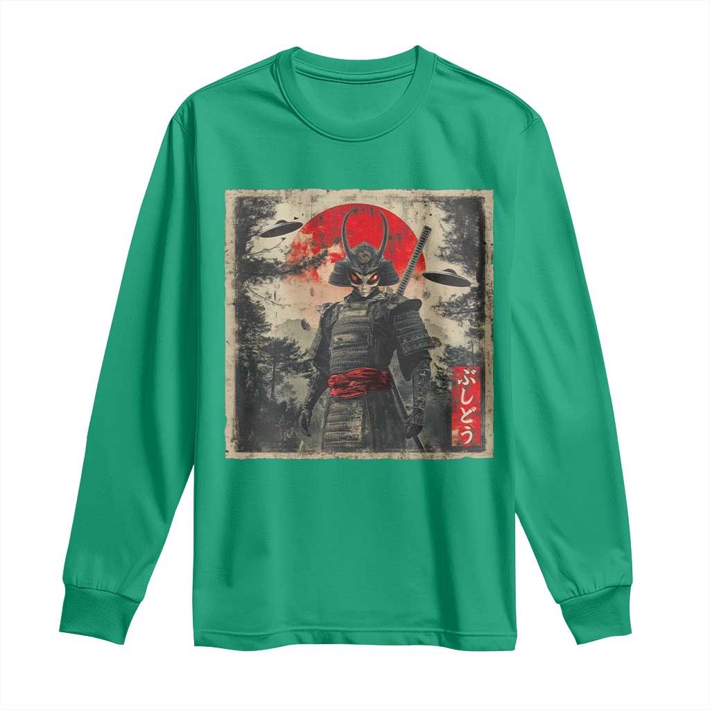Alien Samurai Long Sleeve Shirt Vintage Japanese Art UFO Funny Ukiyo-e Warrior