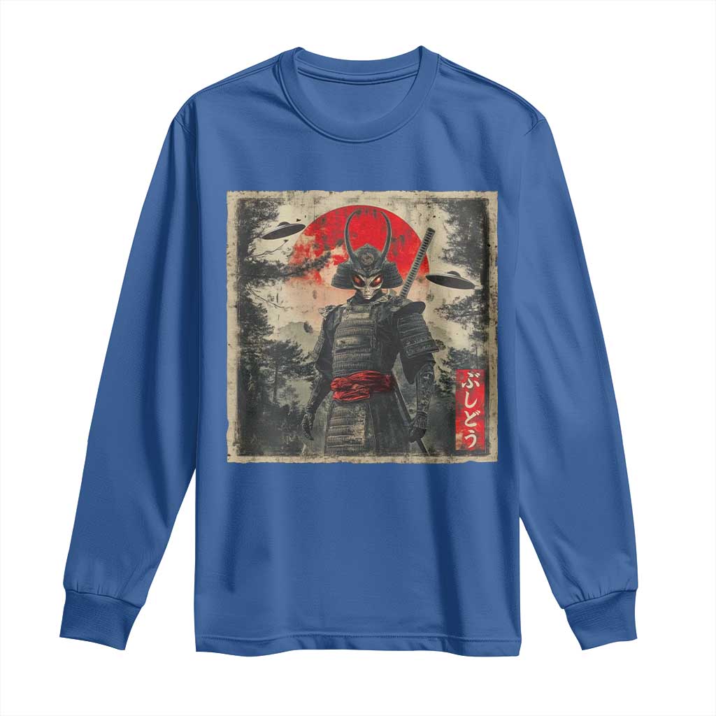 Alien Samurai Long Sleeve Shirt Vintage Japanese Art UFO Funny Ukiyo-e Warrior