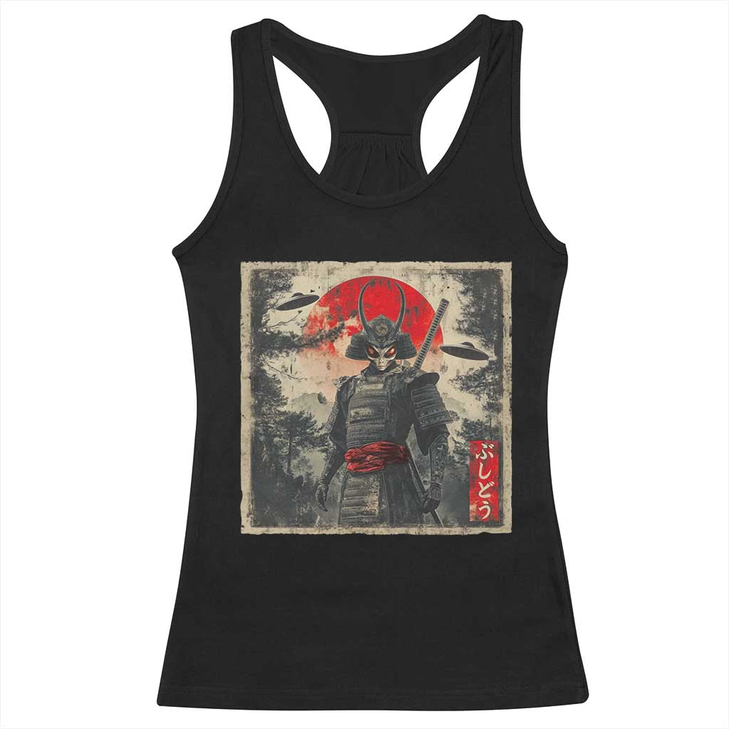 Alien Samurai Racerback Tank Top Vintage Japanese Art UFO Funny Ukiyo-e Warrior