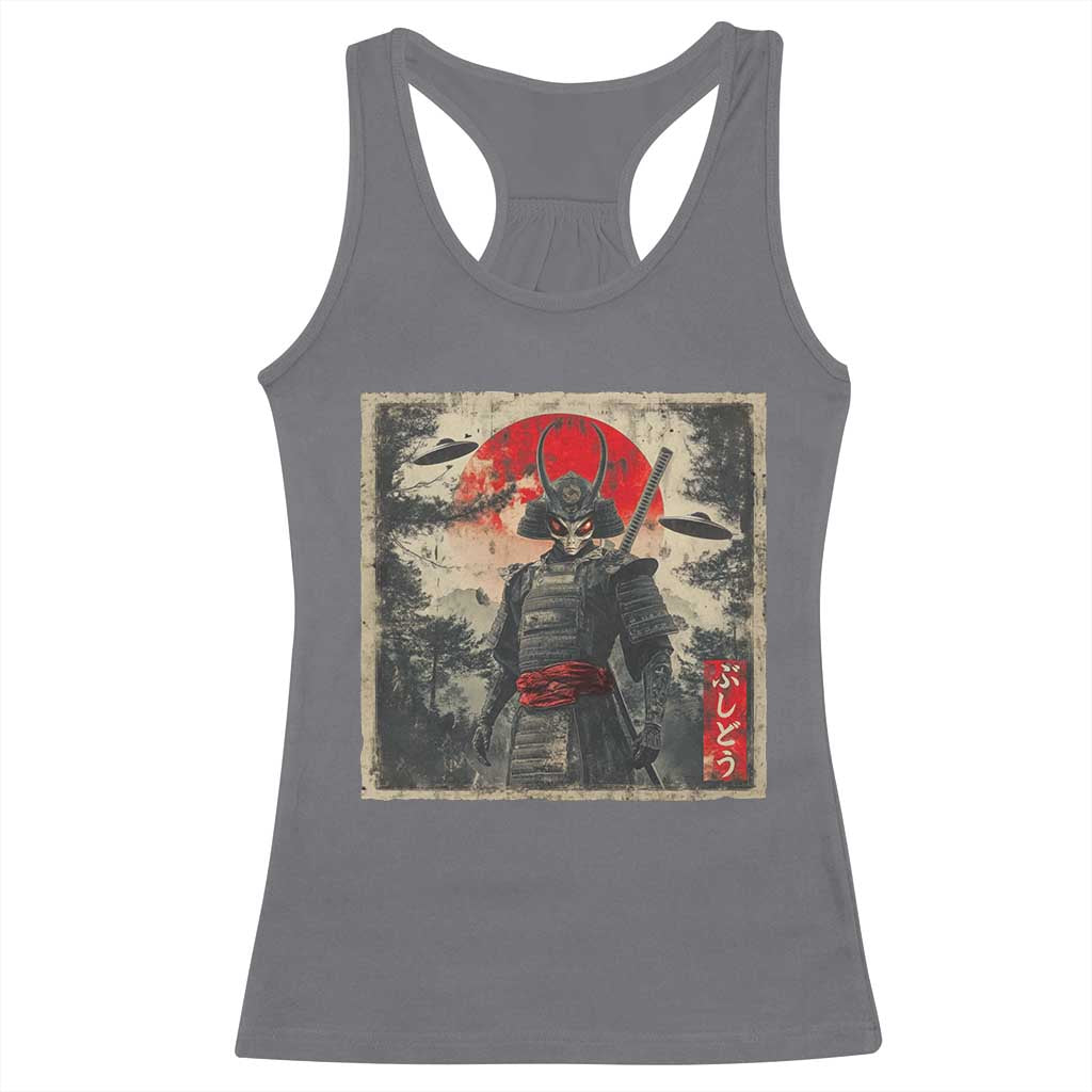 Alien Samurai Racerback Tank Top Vintage Japanese Art UFO Funny Ukiyo-e Warrior